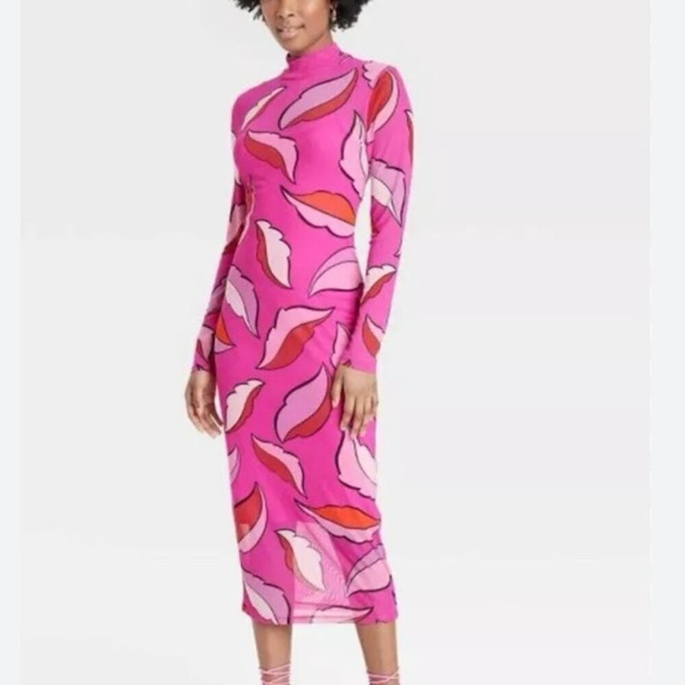 NWOT Target X Sammy B Black History Month Long Sleeve Mesh Dress Hot Pink XS